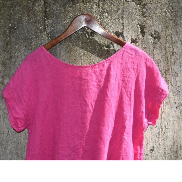 Terzo Millennio Fuchsia Linen High-Low Button Back Top – Women’s Size S - Picture 3 of 4